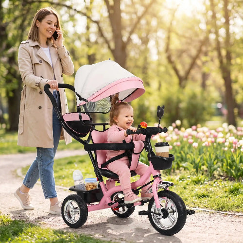 draisienne rose et noire papa maman sentier boisé